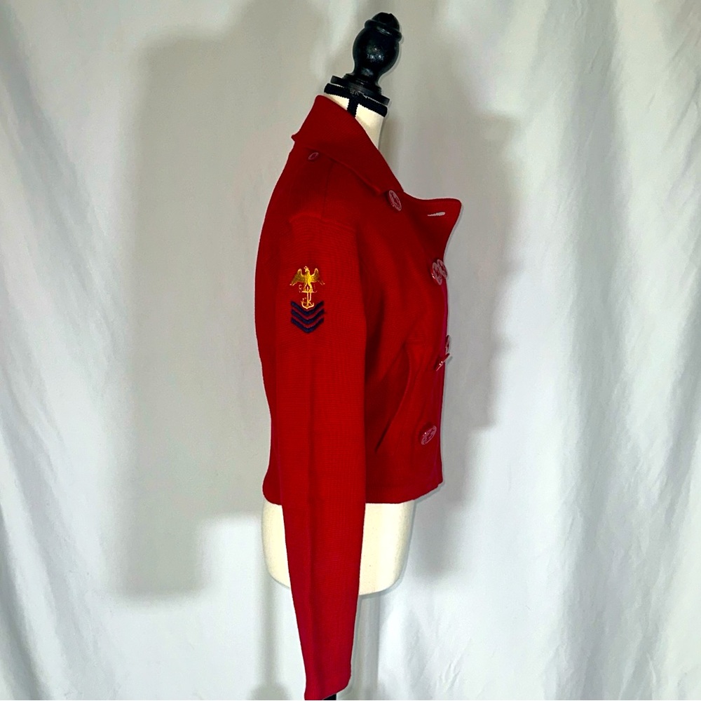 Ralph Lauren • 90s Vintage Double Breasted Blazer Red Nautical Embroidered Sz M - Picture 4 of 10